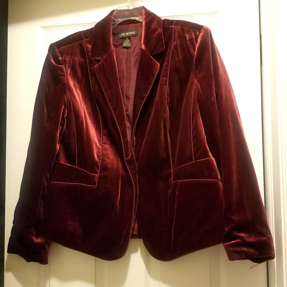 Lane Bryant Burgundy Velour Blazer